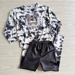 Shein Girls White Tie-Dye Sweatshirt & Legging Outfit Size 7-8